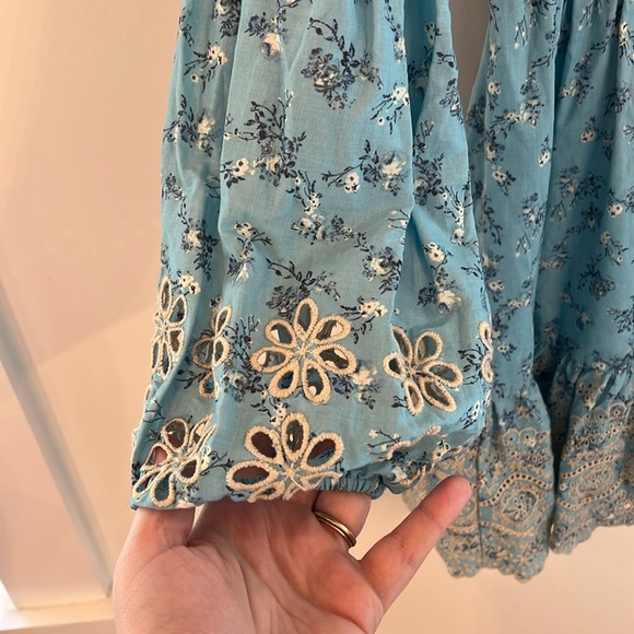 Anthropologie x A Collective Story Blue Floral Embroidered Eyelet Dress- S - Picture 6 of 8
